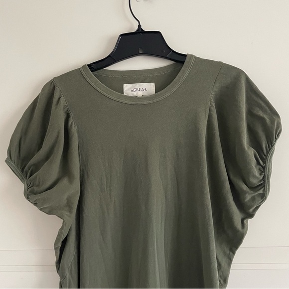 The Great. 100% Cotton Green Short Puff Sleeves T-Shirt Midi Dress 20749 - Picture 4 of 8